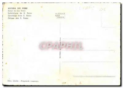 Sanremo — Riviera das Flores — Editor Gieffe — Verso
