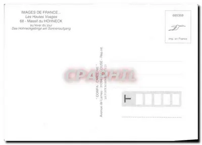 As Altas Vosges — Massif do Hohneck — Images de France, n° 685359 — Verso