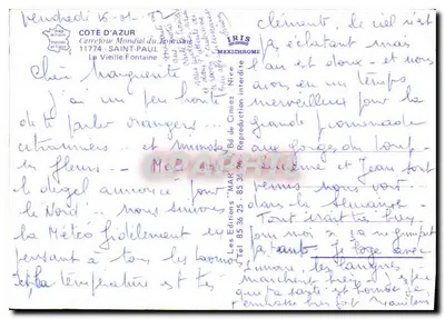 La Vieille Fontaine — Saint-Paul-de-Vence — Les Éditions 'MAR' — Verso