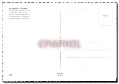 Bruxelas - Grand'Place - Casa do Rei — Edições DEMOL, n° 113 — Verso