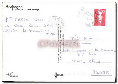 Costa Selvagem em La Cigogne — Éditions de La Cigogne, Nantes — n° 29.000.169 — Verso