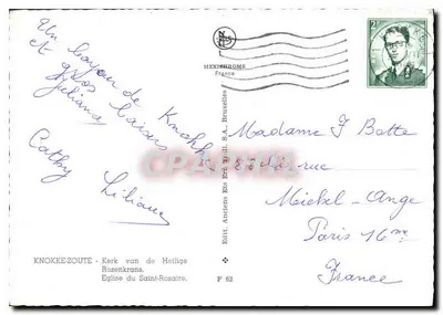 Igreja do Santo Rosário — Knokke-Zoute — Editor Iris, n° F 62 — Verso