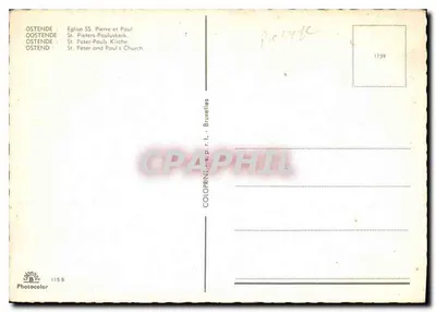 Ostenda — Kościół św. Piotra i św. Pawła — Coloprint-s.p.r.l. - Bruksela — Rewers