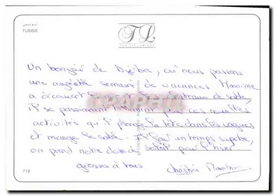 Tunísia — cactus, camelo, joias — editor Tunisie Lumière, n°719 — Verso