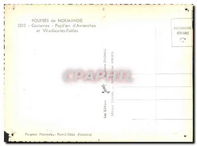 Dwie lalki w strojach normandzkich — Lalki Plantade, Pont-L'Abbé (Finistère) — nr 3512 — Rewers