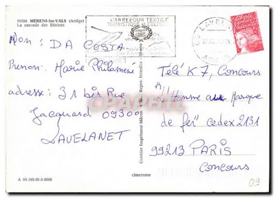 A cascata das Bézines — MÉRENS-les-VALS (Ariège) — Carrefour Textile Touristique et Culturel — Verso