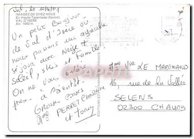 Val d'Isère — Zasnieżone góry, wieś i narciarze — Wydawnictwo Edy Chambe — Rewers