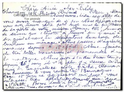 Cauterets (Hautes-Pyrénées) — Vista generale — Edizioni Francesi, n° 1633 — Verso
