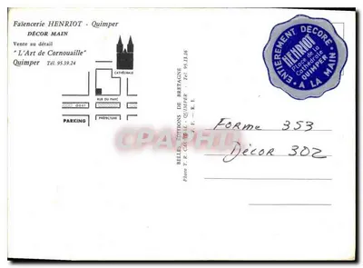 Stare płytki fajansowe — kolekcja dekoracji — Faïencerie Henriot, Quimper — Rewers