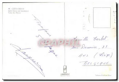 Costa Brava — San Feliu de Guixols — Laminograt, Barcelone — Verso