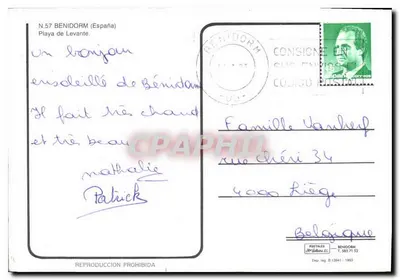 Benidorm — praia e arranha-céus — N.57, editor Postales de Benidorm — Verso