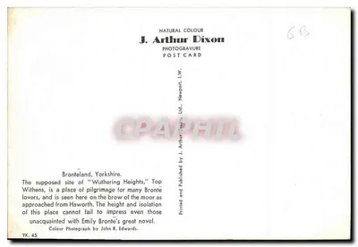 Bronteland, Yorkshire — local suposto de Wuthering Heights — J. Arthur Dixon — Verso