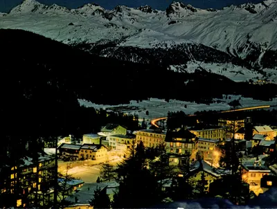 Pontresina — vista noturna nevada — Farbphoto Flury, CH-7504