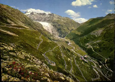 Furkastrasse — Grimselstrasse com glaciar Rhône e Galenstock — Editor Stans, n° 1949