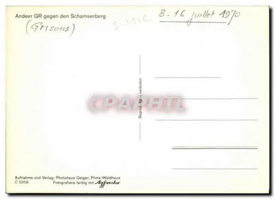 Andeer GR contro il Schamserberg — Grigioni — Photohaus Geiger, Flims-Waldhaus, C 5308 — Verso