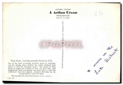 Tarn Hows — vista em direção aos Coniston Fells — J. Arthur Dixon, L.D. 10 — Verso