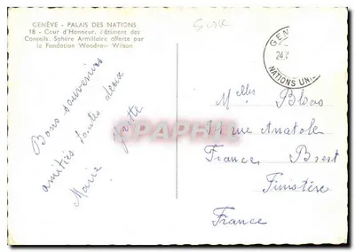 Geneva - Palais des Nations — Cour d'Honneur, Sphère Armillaire offered by the Woodrow Wilson Foundation — Back
