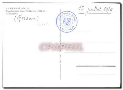 Visão do Julierpass — Grisons — editor Fuerlen, n° 12-261 — Verso
