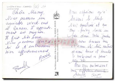 Cannes — La Croisette — wydawca Les Éditions « MAR » — Rewers