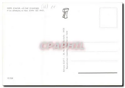 Côte d'Azur — Kap Antyby i jego kalanki; w tle Juan les Pins — Wydawnictwo S.E.P.T. - 35, Bulwar de Gorbella - Nice — Rewers