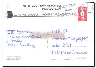 Canterbury — Cathedral and aerial view — LGATE POSTCARDS — Back