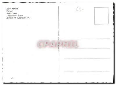 Pension Handle — Alpes austríacos — editor Serfaus, n° 6534 — Verso