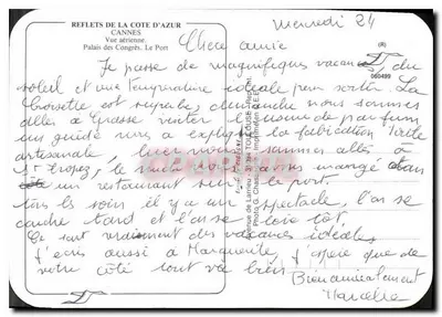 Cannes — Widok z powietrza na port i Pałac Konferencji — Reflets de la Côte d'Azur — Rewers