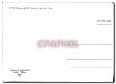 Avesnes-les-Aubert — Sala de Festas — Edições e Impressões Combier / Mâcon, n° C3 59037-1-0008 — Verso