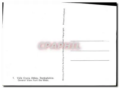 Abadia de Valle Crucis — Vista geral do lado Oeste — Ministry of Public Building and Works — Verso