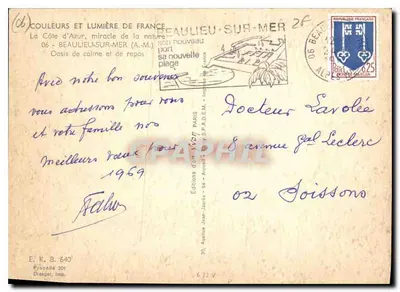 Beaulieu-sur-Mer — widok panoramiczny portu i wzgórz — Wydawnictwo Jean-Jaurès — Rewers