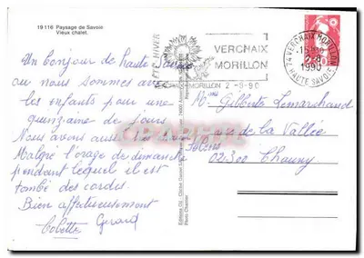 Paisagem da Savóia — Velho chalé — Edições Cliché Gauzet — Verso