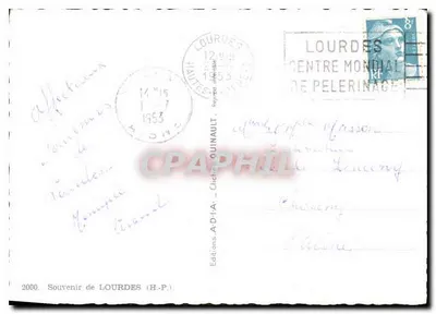 Lourdes — Świątynia Najświętszej Maryi Panny z Lourdes i Święta Bernadetta — Wydawnictwo ADIA Quinault — Rewers