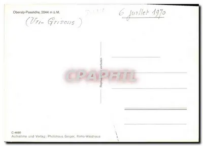 Oberalp-Pass — widok panoramiczny — Photohaus Geiger, Flims-Waldhaus, n° C 4690 — Rewers