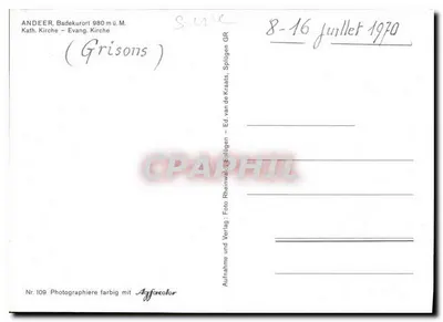 Andeer, Badekurort 980 m — editore Affiscolor, n. 109 — Verso