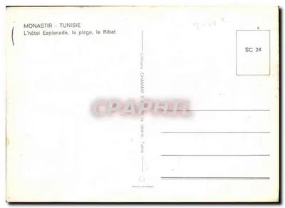 Monastir — Tunezja — Hotel Esplanade, plaża, Ribat — Wydawnictwo CRANAM — Rewers
