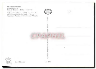 Choupanas neolíticas — Aire de Beaune - Tailly - Merceuil — Impressor Combier — Verso