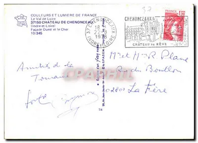 Zamek Chenonceau — Façada Zachodnia i rzeka Cher — Éditions d'Art Yvor Paris — Rewers
