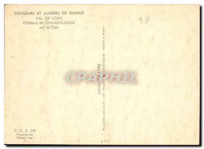 Zamek Chenonceaux — nad rzeką Cher — Wydawnictwo Jean-Yvon — Rewers