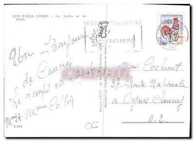 Cannes - Os Jardins e os Hotéis — Edições S.E.P.T. - NICE — Verso