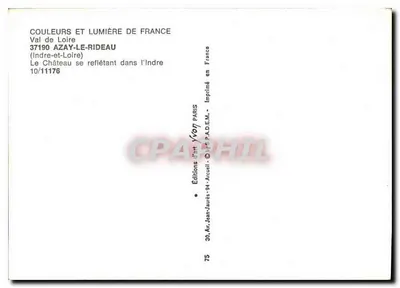 Castillo de Azay-le-Rideau — reflejado en el Indre — Ediciones d'Arte Acueill — Reverso