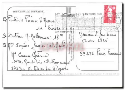 Castillos de Touraine — Recuerdo de Touraine — Ediciones Saint-Clément — Reverso
