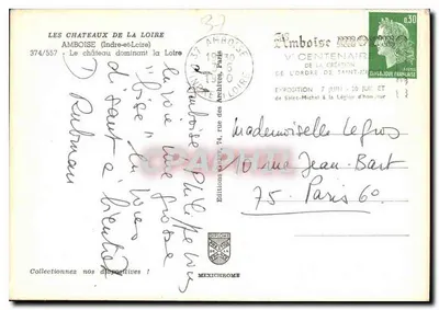Castello d'Amboise — dominante sulla Loira — Edizioni Greff, n° 374/557 — Verso