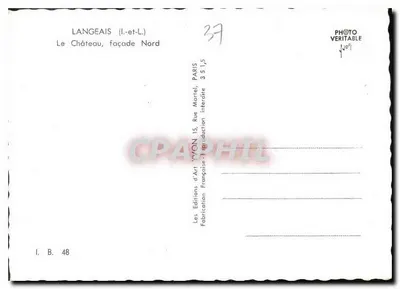 Langeais (Loir-et-Cher) — Zamek, fasada północna — Wydawnictwo Sztuki Yvon, Paryż — Rewers