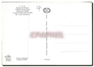 Wnętrze salonu — Zamek Karty — Wydawca E.I.A.F. Ballan-Miré — Rewers