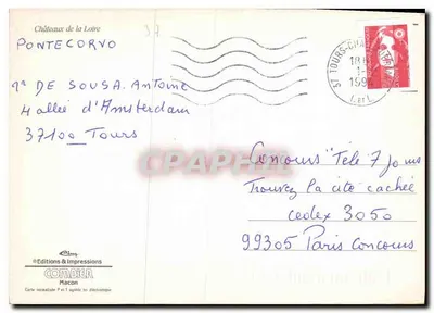 Zamek Loary — Chambord, Chenonceaux, Amboise, Blois, Azay-le-Rideau — Wydawnictwo i Drukarnia Combier, Macon — Rewers