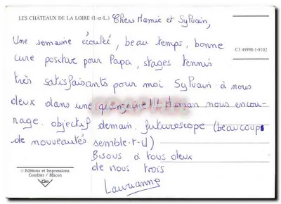 Zamek Loary — Wydawnictwo i Drukarnia Combier / Mâcon, nr C3 49998-1-9102 — Rewers