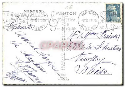 Widok z Menton — Miasto widziane z Colombières — Éditions de Luxe Estel, Paris — Rewers