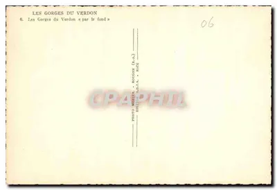 Les Gorges du Verdon — « par le fond » — Foto Mortier, Edición D.A. Nice — Reverso