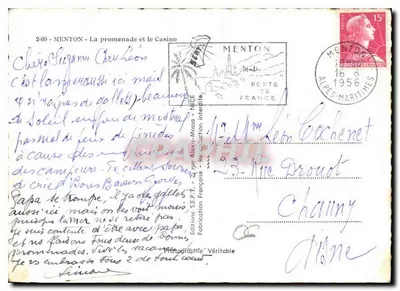 Menton - Promenada i Kasyno — Wydawnictwo S.E.P.I. - N°2-89 — Rewers