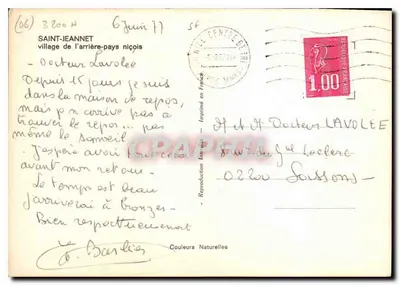 Saint-Jeannet — wieś w tylnej części尼斯 — Wydane w Francji — Rewers
